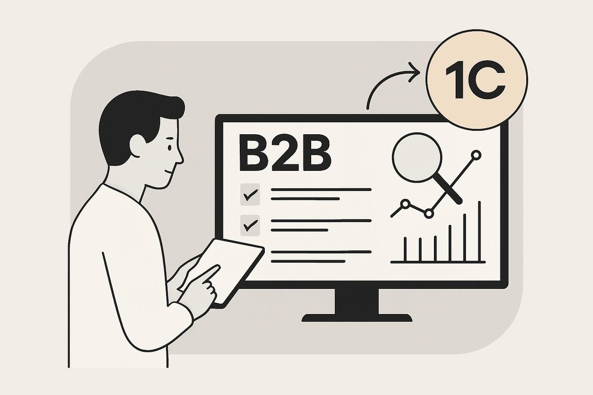 Контроль и аналитика оптовых заказов через B2B‑портал с интеграцией 1С