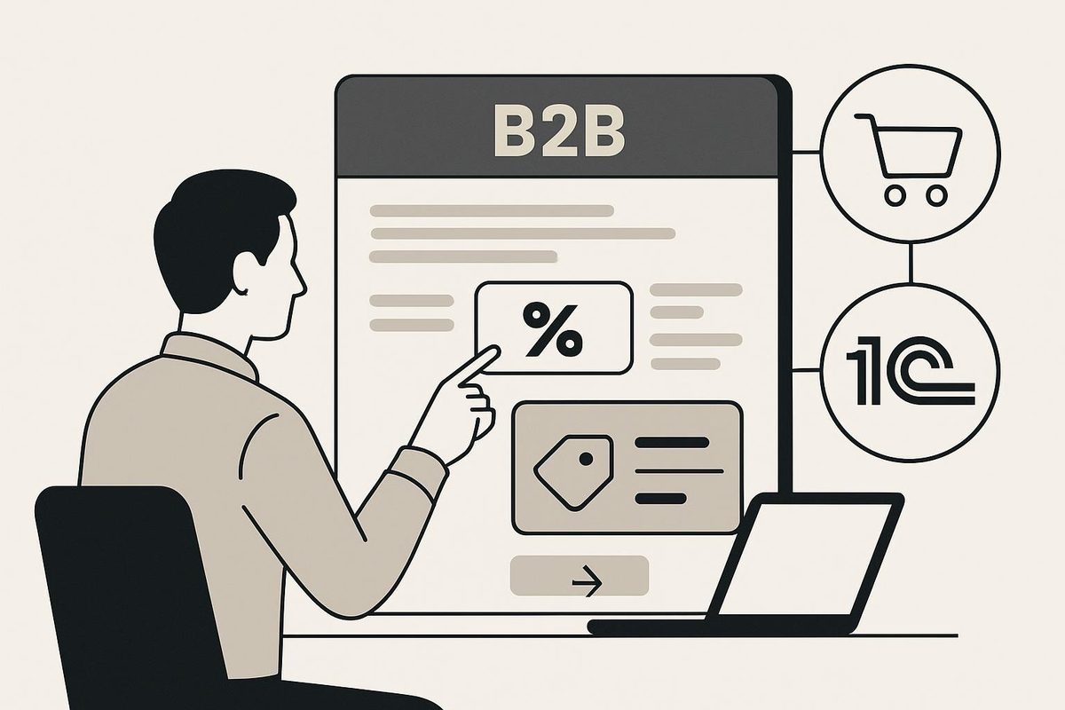 Управление акциями и скидками для оптовых клиентов через B2B‑портал с интеграцией 1С