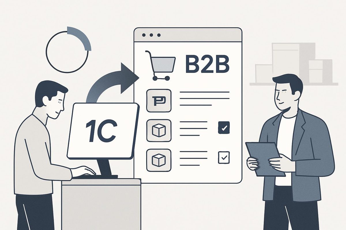 Гибридный переход оптовых клиентов на B2B‑портал заказов с интеграцией 1С