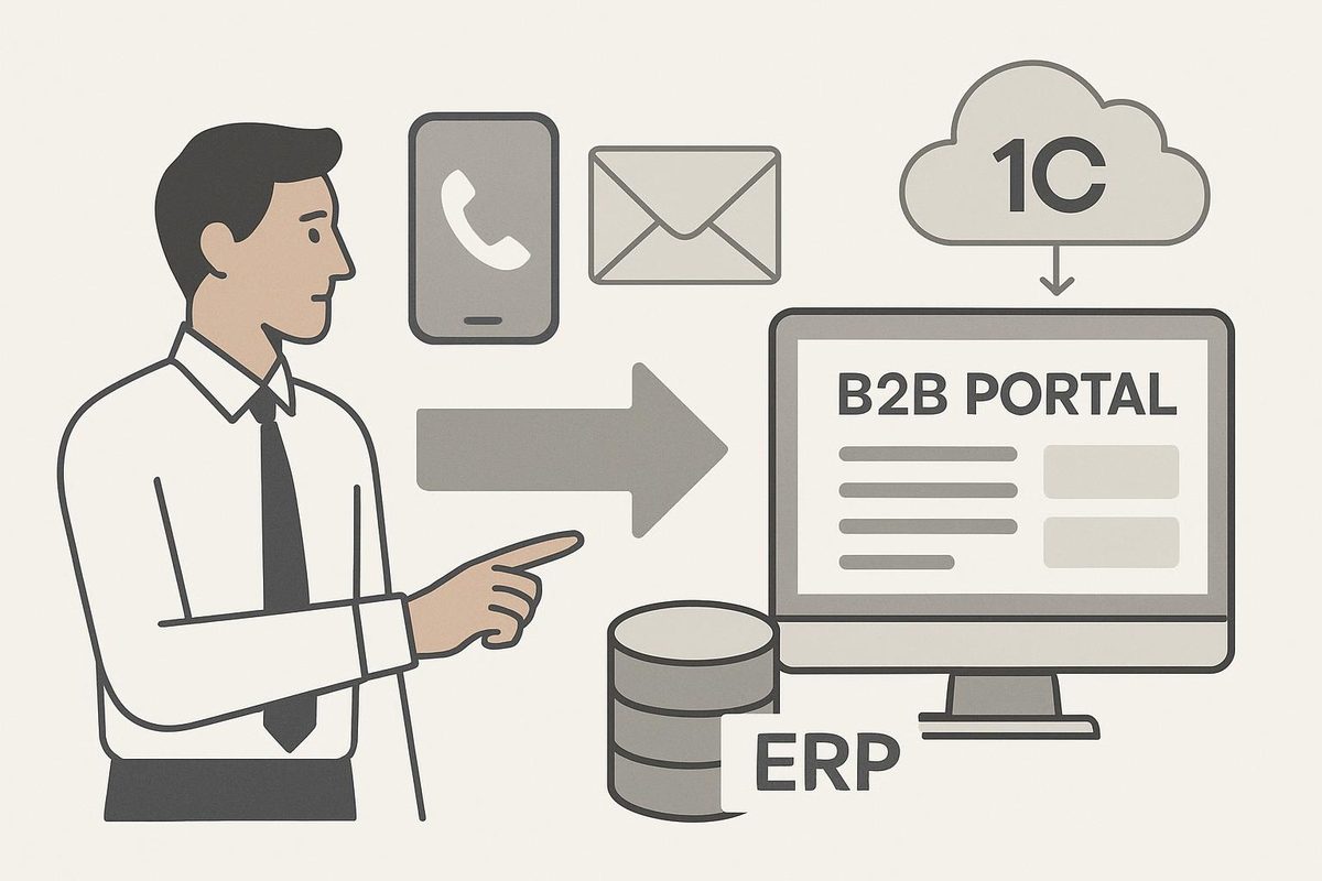 Переход с телефонных и email-заказов на B2B‑портал с интеграцией 1С