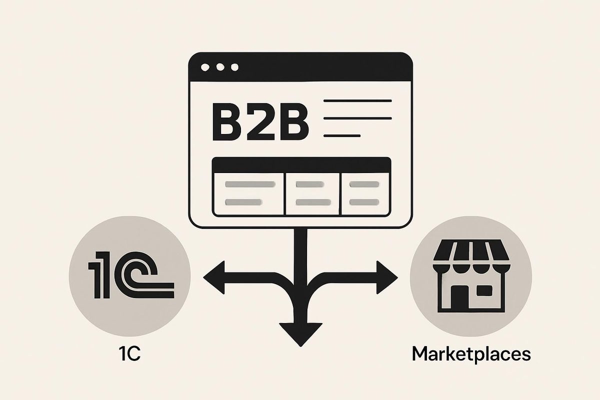 Связка 1С, B2B‑портала и маркетплейсов без ручного дублирования данных
