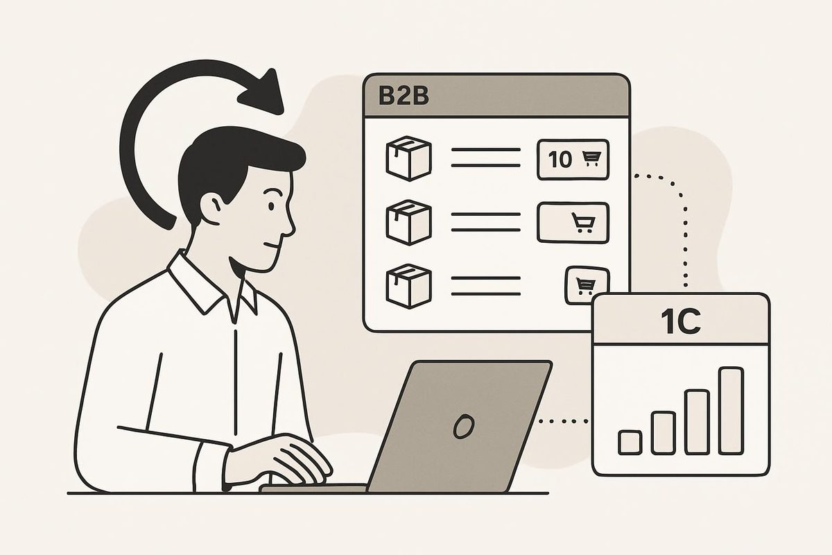 Как сократить цикл повторного оптового заказа через B2B‑портал и 1С